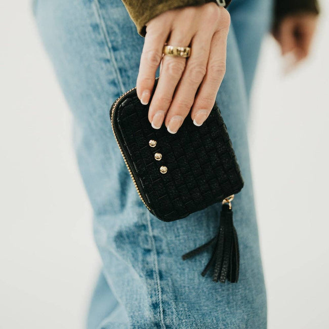 Key Note Woven Wallet: Black