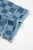 Checked out Frayed Hem Checkered Denim Mini Dress