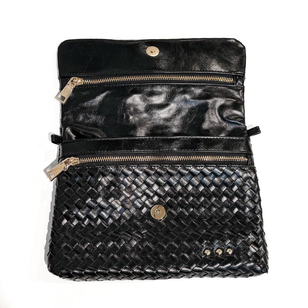 Annie 2 Woven Flap Crossbody: Black