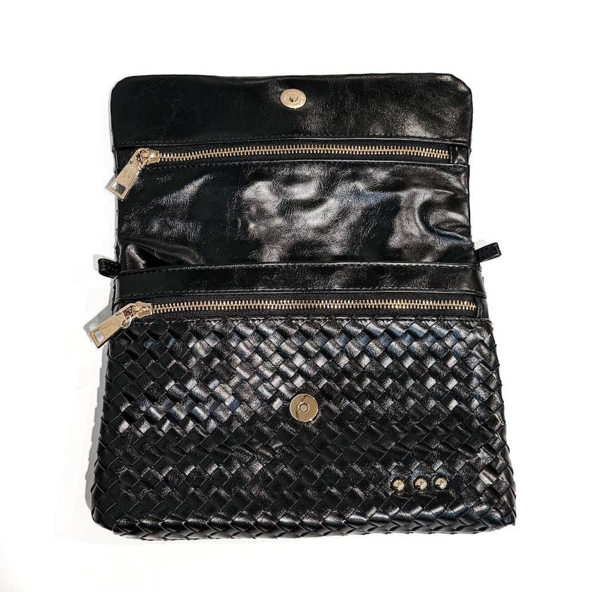 Annie 2 Woven Flap Crossbody: Black