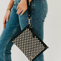 Ruth Woven Crossbody and Clutch Bag: Woven Checkered Black