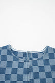 Checked out Frayed Hem Checkered Denim Mini Dress