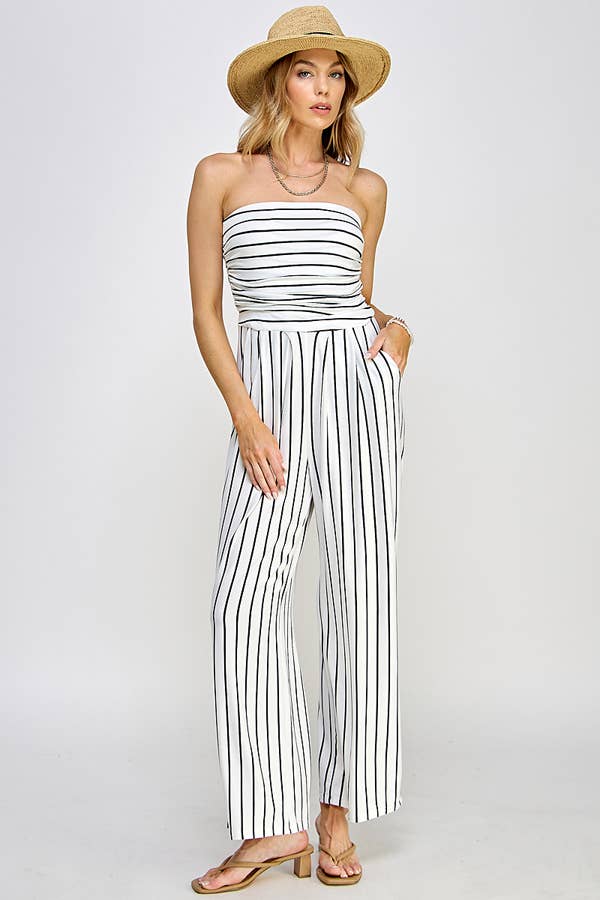 Hit me up Palazzo Romper: Soft white/Black
