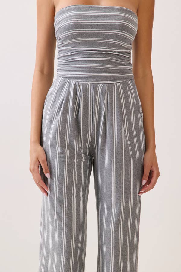 Hit me Up Palazzo Romper: Light Charcoal