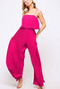 Queene Pleated Jumpsuit Wide-Leg Wavy Hem Fuchsia