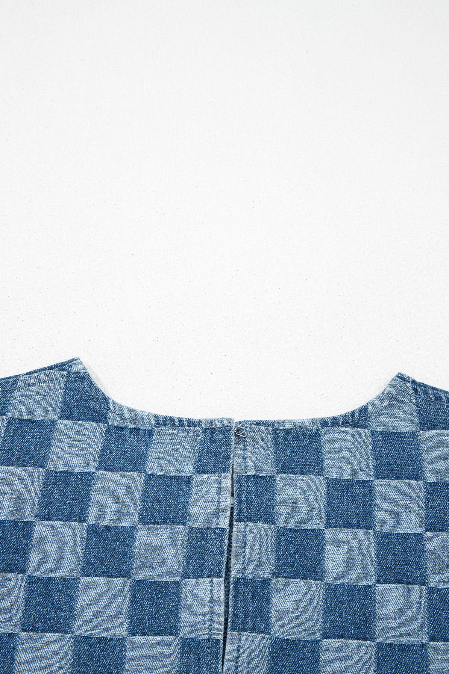 Checked out Frayed Hem Checkered Denim Mini Dress