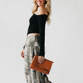 Benita Woven Flap Crossbody: Brown