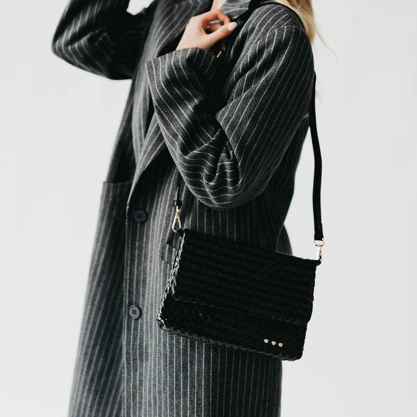Annie 2 Woven Flap Crossbody: Black
