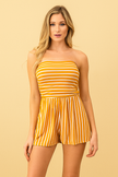 Ice in a glass stripe tube romper: MUSTARD