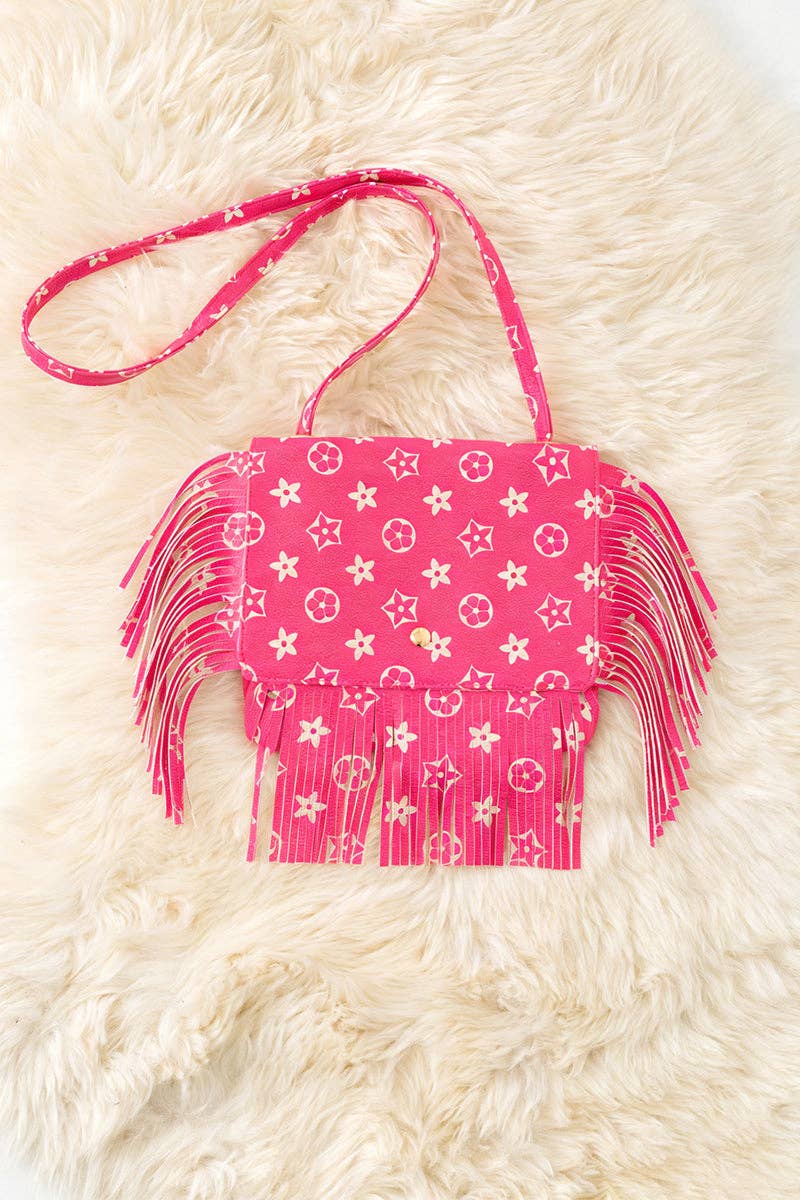 Fringe pink kids handbag
