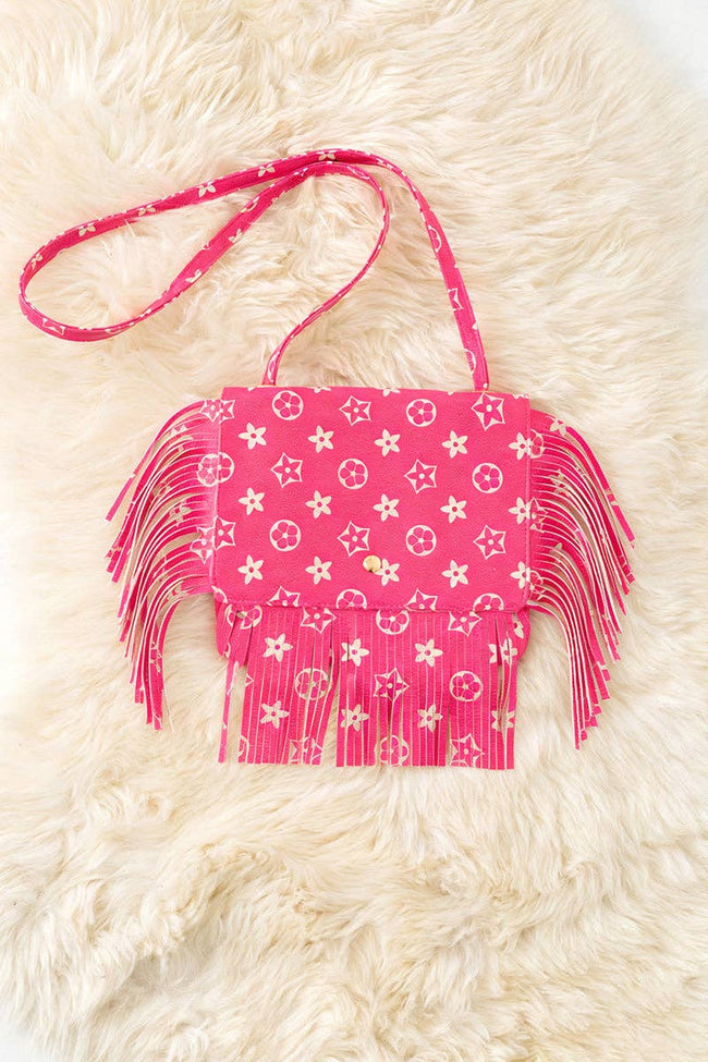 Fringe pink kids handbag