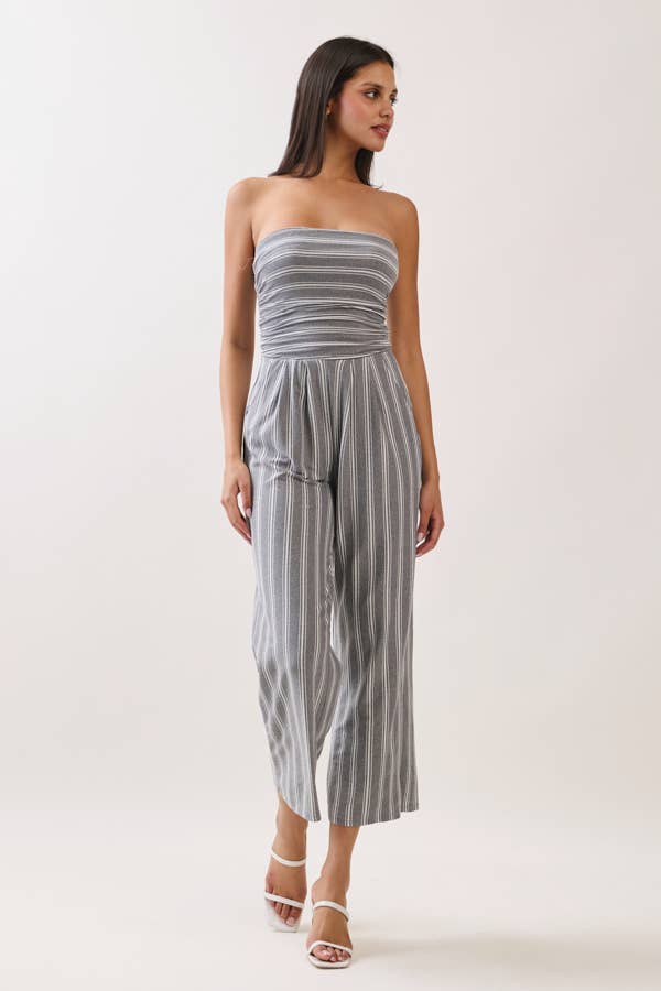 Hit me Up Palazzo Romper: Light Charcoal
