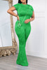 Wavy bliss casual top with flare pants set: Green