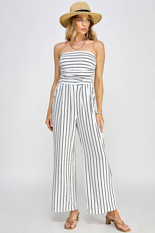 Hit me up Palazzo Romper: Soft white/Black