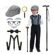 Aimeiar Kids 100 Days of School Costume for Boys - Halloween Old Man Costume Hat Glasses and Grandpa Vest Set for Child