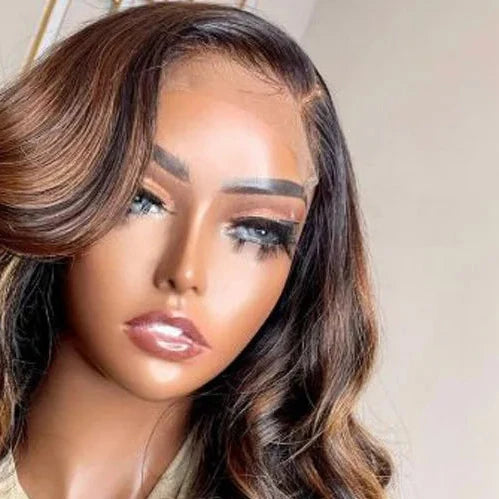 Angel Bye Bye Knots Wigs 1B30 Highlight HD Lace Closure Wig Body Wave Human Hair Wig Ready to Go Glueless Wig Bleached Knots