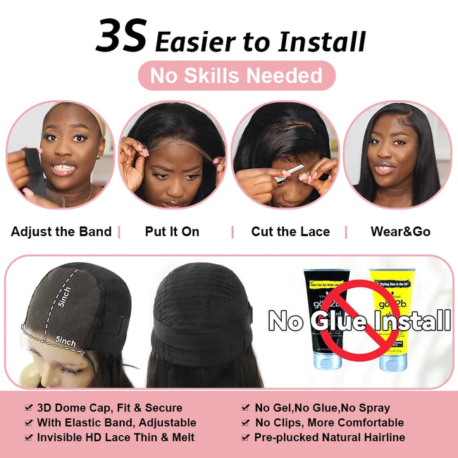 Angel Bye Bye Knots Wigs 1B30 Highlight HD Lace Closure Wig Body Wave Human Hair Wig Ready to Go Glueless Wig Bleached Knots