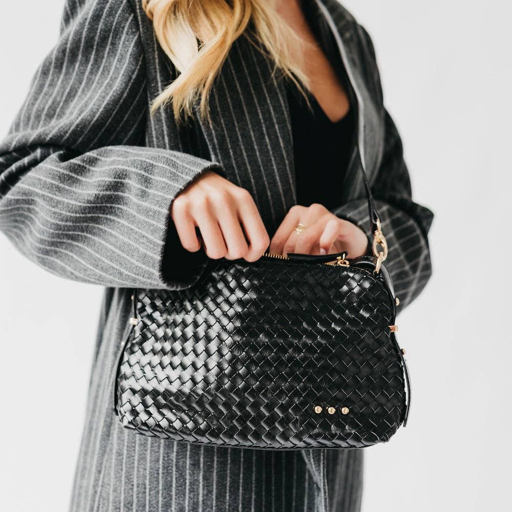 Annie Woven Shoulder Bag: Black