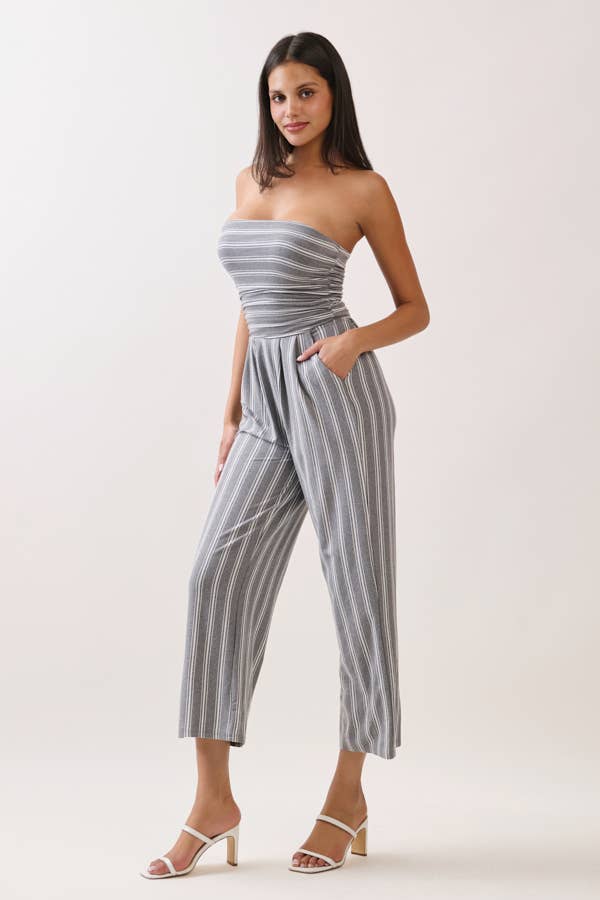 Hit me Up Palazzo Romper: Light Charcoal