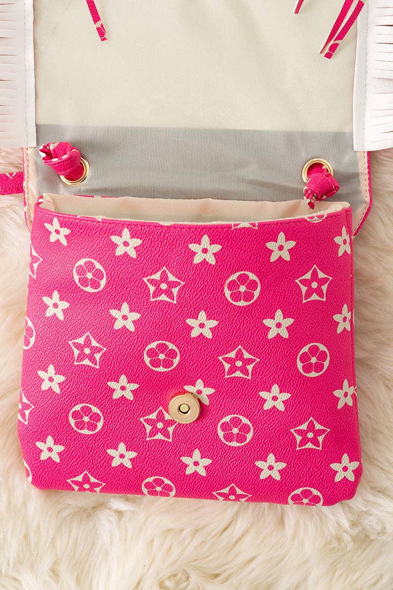Fringe pink kids handbag