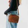 Briyelle Quilted Camera Crossbody Bag: Mocha