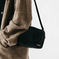 TWEEK  Quilted Camera Crossbody Bag: Black
