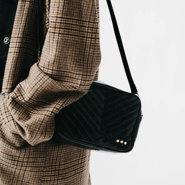 TWEEK  Quilted Camera Crossbody Bag: Black