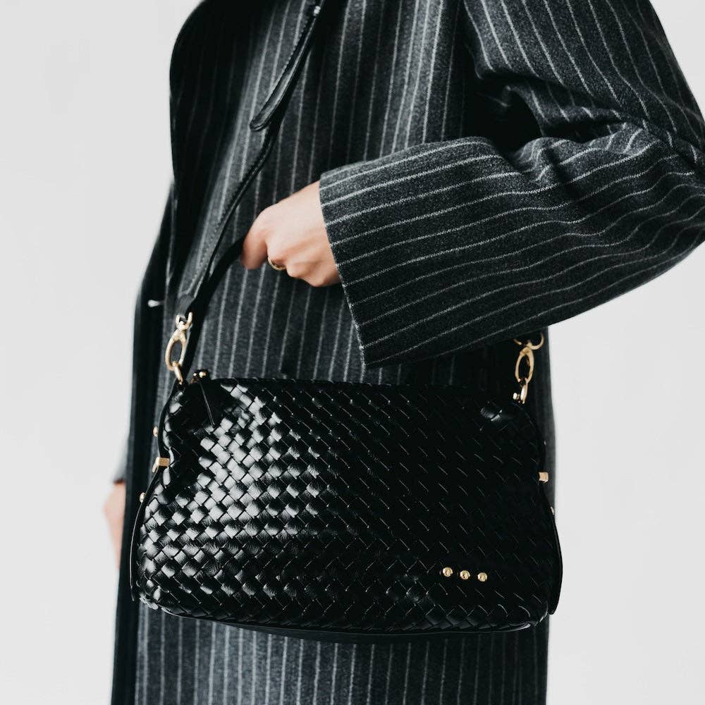 Annie Woven Shoulder Bag: Black