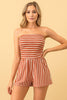 Ice in the glass: Stripe Tube Romper: Terracotta/White
