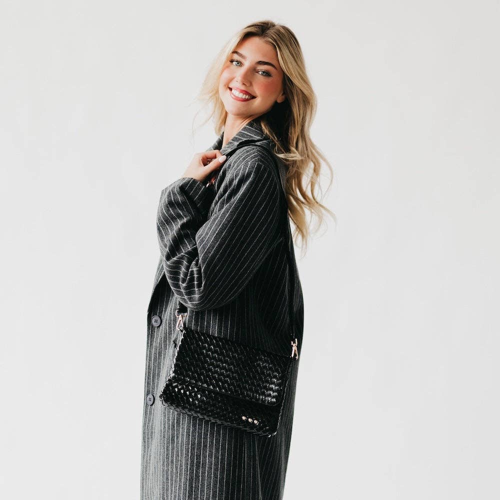 Annie 2 Woven Flap Crossbody: Black