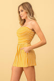 Ice in a glass stripe tube romper: MUSTARD