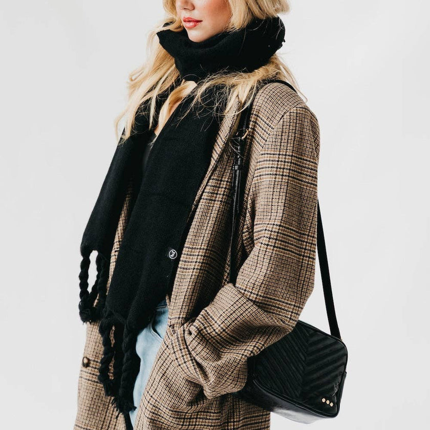 TWEEK  Quilted Camera Crossbody Bag: Black