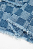 Checked out Frayed Hem Checkered Denim Mini Dress